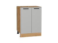 Шкаф нижний с 2-мя дверцами Фрейм Дуб Вотан, Grey Silk, 600 В*Ш*Г 816*600*484, фасад МДФ  Grey Silk, корпус  Дуб Вотан ms2510VVT_69147