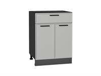 Шкаф нижний с 2-мя дверцами и ящиком Фрейм Graphite, Grey Silk, 600 В*Ш*Г 816*600*484, фасад МДФ  Grey Silk, корпус  Graphite ms2510VVT_69137