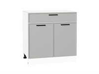 Шкаф нижний с 2-мя дверцами и ящиком Фрейм Белый, Grey Silk, 800 В*Ш*Г 816*800*484, фасад МДФ  Grey Silk, корпус  Белый ms2510VVT_69134