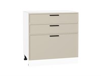 Шкаф нижний с 3-мя ящиками Фрейм Белый, Cream Silk, 800 В*Ш*Г 816*800*484, фасад МДФ  Cream Silk, корпус  Белый ms2510VVT_69921