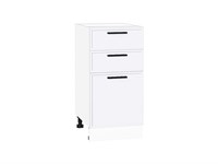 Шкаф нижний с 3-мя ящиками Фрейм Белый, White Silk, 400 В*Ш*Г 816*400*484, фасад МДФ  White Silk, корпус  Белый ms2510VVT_66971