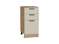 Шкаф нижний с 3-мя ящиками Фрейм Дуб Вотан, Cream Silk, 400 В*Ш*Г 816*400*484, фасад МДФ  Cream Silk, корпус  Дуб Вотан ms2510VVT_69923