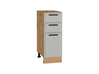 Шкаф нижний с 3-мя ящиками Фрейм Дуб Вотан, Grey Silk, 300 В*Ш*Г 816*300*484, фасад МДФ  Grey Silk, корпус  Дуб Вотан ms2510VVT_69162