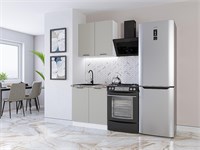 Кухонный гарнитур модульный Флэт-03 В*Ш*Г 2140*800*600, фасад ЛДСП  Light Grey In 2S, корпус  Белый, столешница  Мрамор горный ms2510VVT_77692