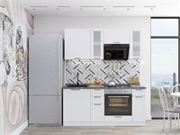 Кухонный гарнитур модульный Флэт Плюс-01 В*Ш*Г 2140*1800*600, фасад ЛДСП/Стекло  White In 2S, корпус  Белый, столешница  Мрамор черный ms2510VVT_56809