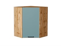 Шкаф верхний угловой Флэт Дуб Вотан, Grey-green In 2S, 720 В*Ш*Г 716*600*600, фасад ЛДСП  Grey-green In 2S, корпус  Дуб Вотан ms2510VVT_62493