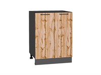 Шкаф нижний с 2-мя дверцами Флэт Graphite, Wotan Oak 2S, 600 В*Ш*Г 816*600*478, фасад ЛДСП  Wotan Oak 2S, корпус  Graphite ms2510VVT_52722