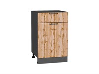 Шкаф нижний с 1-ой дверцей и ящиком Флэт Graphite, Wotan Oak 2S, 500 В*Ш*Г 816*500*478, фасад ЛДСП  Wotan Oak 2S, корпус  Graphite ms2510VVT_52685