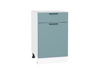 Шкаф нижний с 1-ой дверцей и ящиком Флэт Белый, Grey-green In 2S, 500 В*Ш*Г 816*500*478, фасад ЛДСП  Grey-green In 2S, корпус  Белый ms2510VVT_56934