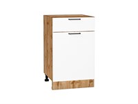 Шкаф нижний с 1-ой дверцей и ящиком Флэт Дуб Вотан, White In 2S, 500 В*Ш*Г 816*500*478, фасад ЛДСП  White In 2S, корпус  Дуб Вотан ms2510VVT_62520