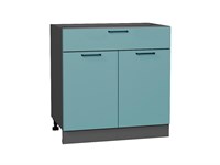 Шкаф нижний с 2-мя дверцами и ящиком Флэт Graphite, Grey-green In 2S, 800 В*Ш*Г 816*800*478, фасад ЛДСП  Grey-green In 2S, корпус  Graphite ms2510VVT_56953