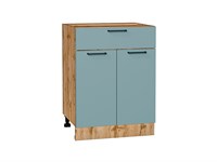 Шкаф нижний с 2-мя дверцами и ящиком Флэт Дуб Вотан, Grey-green In 2S, 600 В*Ш*Г 816*600*478, фасад ЛДСП  Grey-green In 2S, корпус  Дуб Вотан ms2510VVT_62558