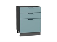 Шкаф нижний с 3-мя ящиками Флэт Graphite, Grey-green In 2S, 600 В*Ш*Г 816*600*478, фасад ЛДСП  Grey-green In 2S, корпус  Graphite ms2510VVT_56970