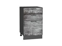 Шкаф нижний с 3-мя ящиками Флэт Graphite, Temple Stone 2S, 500 В*Ш*Г 816*500*478, фасад ЛДСП  Temple Stone 2S, корпус  Graphite ms2510VVT_52745