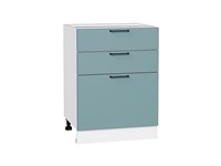 Шкаф нижний с 3-мя ящиками Флэт Белый, Grey-green In 2S, 600 В*Ш*Г 816*600*478, фасад ЛДСП  Grey-green In 2S, корпус  Белый ms2510VVT_56965