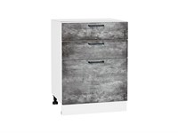 Шкаф нижний с 3-мя ящиками Флэт Белый, Temple Stone 2S, 600 В*Ш*Г 816*600*478, фасад ЛДСП  Temple Stone 2S, корпус  Белый ms2510VVT_52741