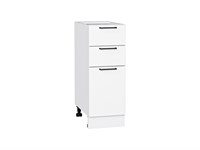 Шкаф нижний с 3-мя ящиками Флэт Белый, White In 2S, 300 В*Ш*Г 816*300*478, фасад ЛДСП  White In 2S, корпус  Белый ms2510VVT_55706