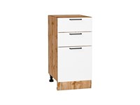 Шкаф нижний с 3-мя ящиками Флэт Дуб Вотан, White In 2S, 400 В*Ш*Г 816*400*478, фасад ЛДСП  White In 2S, корпус  Дуб Вотан ms2510VVT_62579