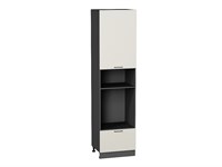 Шкаф пенал с 1-ой дверцей и ящиком под технику Флэт Graphite, Cashmere In 2S, 2340 В*Ш*Г 2336*600*574, фасад ЛДСП  Cashmere In 2S, корпус  Graphite ms2510VVT_55846