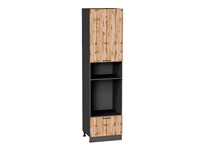 Шкаф пенал с 1-ой дверцей и ящиком под технику Флэт Graphite, Wotan Oak 2S, 2340 В*Ш*Г 2336*600*574, фасад ЛДСП  Wotan Oak 2S, корпус  Graphite ms2510VVT_52759