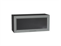 Шкаф верхний горизонтальный остекленный Сканди Graphite, Grey Softwood, 800 В*Ш*Г 358*800*320, фасад МДФ/Стекло  Grey Softwood, корпус  Graphite ms2510VVT_41292