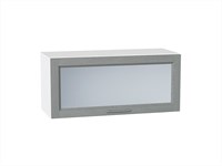 Шкаф верхний горизонтальный остекленный Сканди Белый, Grey Softwood, 800 В*Ш*Г 358*800*320, фасад МДФ/Стекло  Grey Softwood, корпус  Белый ms2510VVT_41291
