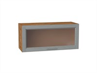 Шкаф верхний горизонтальный остекленный Сканди Дуб Вотан, Grey Softwood, 800 В*Ш*Г 358*800*320, фасад МДФ/Стекло  Grey Softwood, корпус  Дуб Вотан ms2510VVT_62850