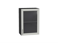 Шкаф верхний с 1-ой остекленной дверцей Сканди Graphite, Cappuccino Softwood, 720, 500 В*Ш*Г 716*500*320, фасад МДФ/Стекло  Cappuccino Softwood, корпус  Graphite ms2510VVT_41460