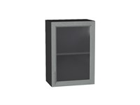 Шкаф верхний с 1-ой остекленной дверцей Сканди Graphite, Grey Softwood, 720, 500 В*Ш*Г 716*500*320, фасад МДФ/Стекло  Grey Softwood, корпус  Graphite ms2510VVT_41464