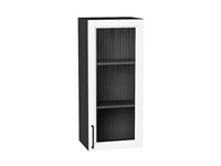 Шкаф верхний с 1-ой остекленной дверцей Сканди Graphite, White Silkwood, 920, 400 В*Ш*Г 920*400*320, фасад МДФ/Стекло  White Silkwood, корпус  Graphite ms2510VVT_70244