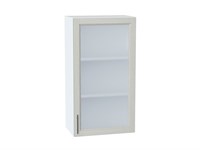 Шкаф верхний с 1-ой остекленной дверцей Сканди Белый, Cappuccino Softwood, 920, 500 В*Ш*Г 920*500*320, фасад МДФ/Стекло  Cappuccino Softwood, корпус  Белый ms2510VVT_41492