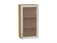 Шкаф верхний с 1-ой остекленной дверцей Сканди Дуб Вотан, Cappuccino Softwood, 920, 500 В*Ш*Г 920*500*320, фасад МДФ/Стекло  Cappuccino Softwood, корпус  Дуб Вотан ms2510VVT_62923