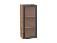 Шкаф верхний с 1-ой остекленной дверцей Сканди Дуб Вотан, Graphite Softwood, 920, 400 В*Ш*Г 920*400*320, фасад МДФ/Стекло  Graphite Softwood, корпус  Дуб Вотан ms2510VVT_62932