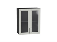 Шкаф верхний с 2-мя остекленными дверцами Сканди Graphite, Cappuccino Softwood, 720, 600 В*Ш*Г 716*600*320, фасад МДФ/Стекло  Cappuccino Softwood, корпус  Graphite ms2510VVT_41636