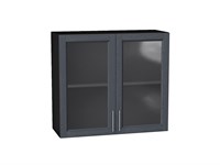 Шкаф верхний с 2-мя остекленными дверцами Сканди Graphite, Graphite Softwood, 720, 800 В*Ш*Г 716*800*320, фасад МДФ/Стекло  Graphite Softwood, корпус  Graphite ms2510VVT_41649