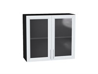 Шкаф верхний с 2-мя остекленными дверцами Сканди Graphite, White Softwood, 720, 800 В*Ш*Г 716*800*320, фасад МДФ/Стекло  White Softwood, корпус  Graphite ms2510VVT_56218