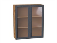 Шкаф верхний с 2-мя остекленными дверцами Сканди Дуб Вотан, Graphite Softwood, 920, 800 В*Ш*Г 920*800*320, фасад МДФ/Стекло  Graphite Softwood, корпус  Дуб Вотан ms2510VVT_62965