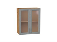 Шкаф верхний с 2-мя остекленными дверцами Сканди Дуб Вотан, Grey Softwood, 720, 600 В*Ш*Г 716*600*320, фасад МДФ/Стекло  Grey Softwood, корпус  Дуб Вотан ms2510VVT_62940
