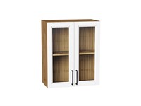 Шкаф верхний с 2-мя остекленными дверцами Сканди Дуб Вотан, White Silkwood, 720, 600 В*Ш*Г 716*600*320, фасад МДФ/Стекло  White Silkwood, корпус  Дуб Вотан ms2510VVT_70220