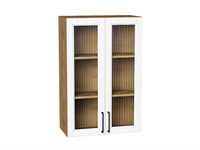 Шкаф верхний с 2-мя остекленными дверцами Сканди Дуб Вотан, White Silkwood, 920, 600 В*Ш*Г 920*600*320, фасад МДФ/Стекло  White Silkwood, корпус  Дуб Вотан ms2510VVT_70222