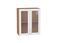 Шкаф верхний с 2-мя остекленными дверцами Сканди Дуб Вотан, White Softwood, 720, 600 В*Ш*Г 716*600*320, фасад МДФ/Стекло  White Softwood, корпус  Дуб Вотан ms2510VVT_62938