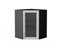 Шкаф верхний угловой остекленный Сканди Graphite, Cappuccino Softwood, 720 В*Ш*Г 716*600*600, фасад МДФ/Стекло  Cappuccino Softwood, корпус  Graphite ms2510VVT_41702
