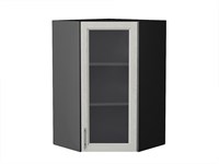 Шкаф верхний угловой остекленный Сканди Graphite, Cappuccino Softwood, 920 В*Ш*Г 920*600*600, фасад МДФ/Стекло  Cappuccino Softwood, корпус  Graphite ms2510VVT_41713