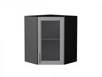 Шкаф верхний угловой остекленный Сканди Graphite, Grey Softwood, 720 В*Ш*Г 716*600*600, фасад МДФ/Стекло  Grey Softwood, корпус  Graphite ms2510VVT_41706