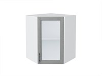 Шкаф верхний угловой остекленный Сканди Белый, Grey Softwood, 720 В*Ш*Г 716*600*600, фасад МДФ/Стекло  Grey Softwood, корпус  Белый ms2510VVT_41705
