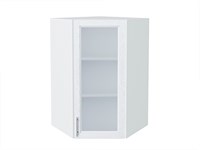 Шкаф верхний угловой остекленный Сканди Белый, White Softwood, 920 В*Ш*Г 920*600*600, фасад МДФ/Стекло  White Softwood, корпус  Белый ms2510VVT_56230