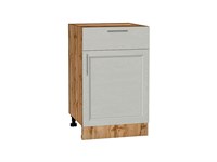 Шкаф нижний с 1-ой дверцей и ящиком Сканди Дуб Вотан, Cappuccino Softwood, 500 В*Ш*Г 816*500*480, фасад МДФ  Cappuccino Softwood, корпус  Дуб Вотан ms2510VVT_63001
