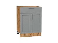 Шкаф нижний с 2-мя дверцами и ящиком Сканди Дуб Вотан, Grey Softwood, 600 В*Ш*Г 816*600*480, фасад МДФ  Grey Softwood, корпус  Дуб Вотан ms2510VVT_63030