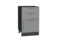 Шкаф нижний с 3-мя ящиками Сканди Graphite, Grey Softwood, 500 В*Ш*Г 816*500*480, фасад МДФ  Grey Softwood, корпус  Graphite ms2510VVT_41916