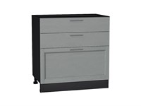Шкаф нижний с 3-мя ящиками Сканди Graphite, Grey Softwood, 800 В*Ш*Г 816*800*480, фасад МДФ  Grey Softwood, корпус  Graphite ms2510VVT_41938